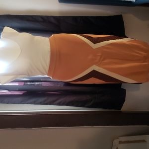 Salmon color pencil length/midi sweater style skirt